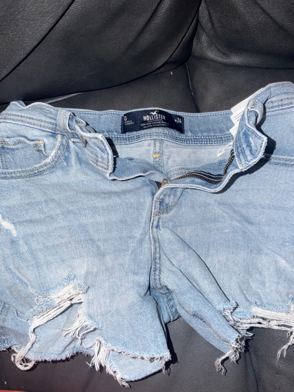 Hollister Light Wash Distressed Denim Cutoff Shorts